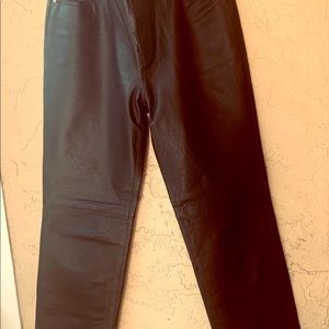 Black leather jeans
